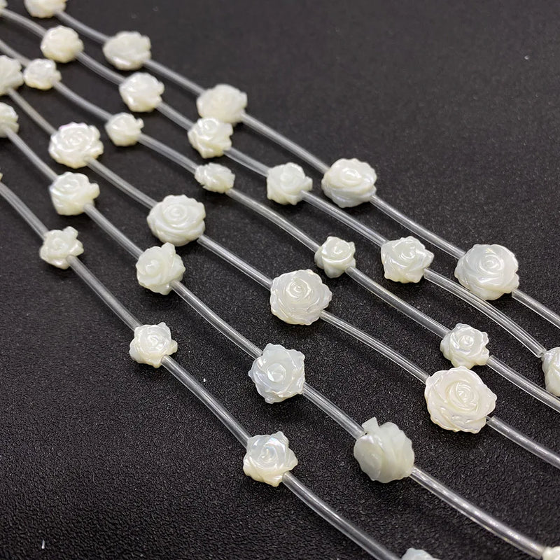 Rose-shaped Mother-of-pearl Shell Beads Necklace Set