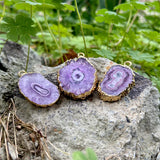 Agat Druzy Pendant Irregular Slice Charm 2pcs/lot