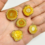 Agat Druzy Pendant Irregular Slice Charm 2pcs/lot