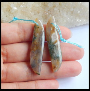 Hot Natural Stone Bamboo Agate Earring Bead 45x10x5mm Jewelry Women Earrings