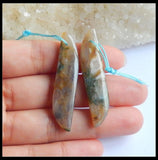 Hot Natural Stone Bamboo Agate Earring Bead 45x10x5mm Jewelry Women Earrings