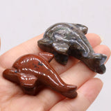 Natural Stone Dolphin Ornament Lucky Gift for Desk or Garden