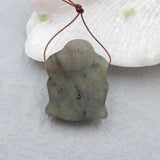 Labradorite Carved Buddha Head Pendant Bead 31x24x11mm