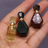 Natural Stone Perfume Bottle Pendant - Lemon Jade/Red Stone/Indian Agate