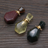 Natural Stone Perfume Bottle Pendant - Lemon Jade/Red Stone/Indian Agate