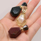 Natural Stone Perfume Bottle Pendant - Lemon Jade/Red Stone/Indian Agate