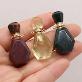 Natural Stone Perfume Bottle Pendant - Lemon Jade/Red Stone/Indian Agate