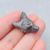 Handcarved Pyrite Wolf Head Necklace Pendant Bead 25x17x9mm