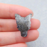 Handcarved Pyrite Wolf Head Necklace Pendant Bead 25x17x9mm