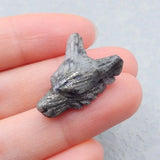 Handcarved Pyrite Wolf Head Necklace Pendant Bead 25x17x9mm
