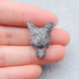 Handcarved Pyrite Wolf Head Necklace Pendant Bead 25x17x9mm