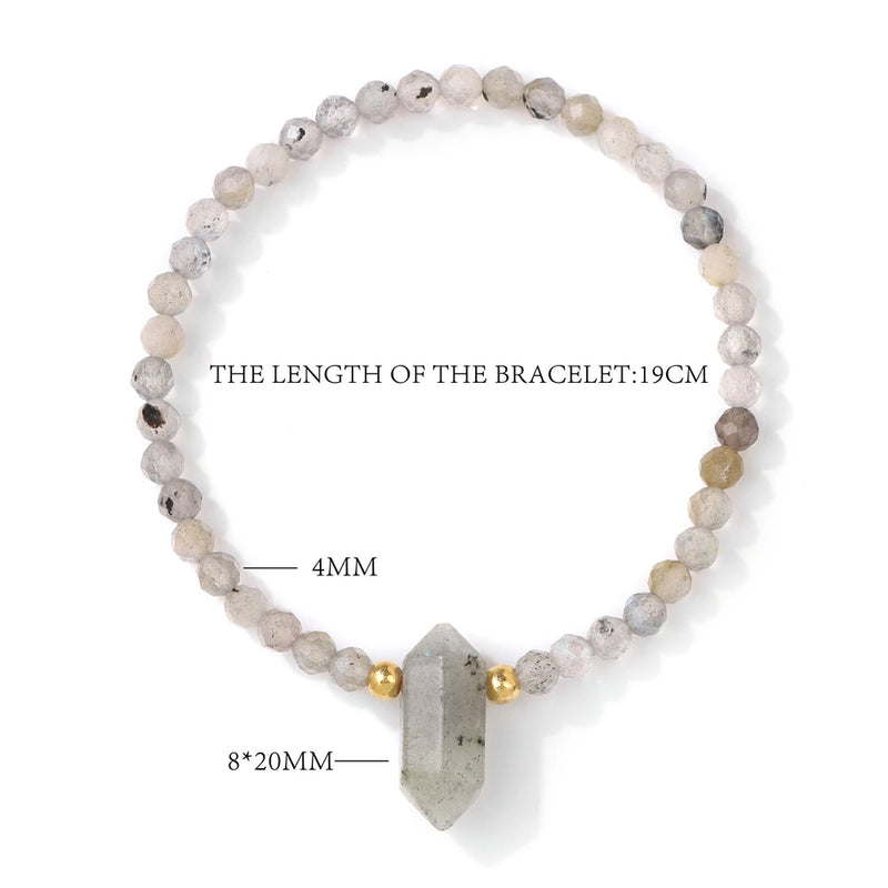 Natural Stone Quartzs Labradourite Beaded Bracelets with Pendant