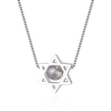 Natural Strawberry Crystal Moonstone Star Necklace 925 Sterling Silver