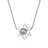 Natural Strawberry Crystal Moonstone Star Necklace 925 Sterling Silver