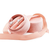 Pink Round Flannelette Ribbon Ring Box 58x53mm
