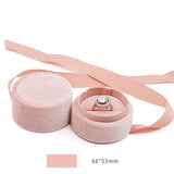 Pink Round Flannelette Ribbon Ring Box 58x53mm