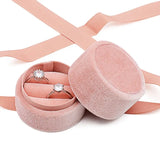 Pink Round Flannelette Ribbon Ring Box 58x53mm