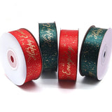 25Y Merry Christmas/Happy Ribbon Red/Green Bronzing Polyester