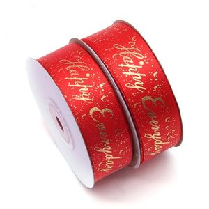 25Y Merry Christmas/Happy Ribbon Red/Green Bronzing Polyester