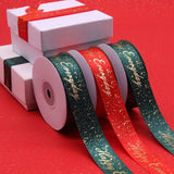 25Y Merry Christmas/Happy Ribbon Red/Green Bronzing Polyester