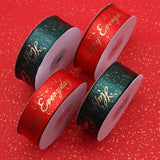 25Y Merry Christmas/Happy Ribbon Red/Green Bronzing Polyester