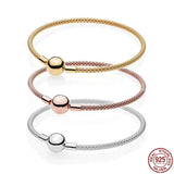 925 Silver Round Buckle Bracelet for DIY Charm Beads Jewelry Making