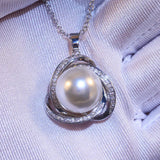 Delicate Pearl Crystal Pendant Necklace Wedding Engagement Fine Chain