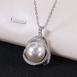 Delicate Pearl Crystal Pendant Necklace Wedding Engagement Fine Chain