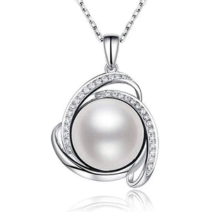 Delicate Pearl Crystal Pendant Necklace Wedding Engagement Fine Chain