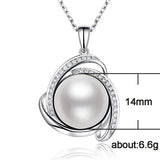 Delicate Pearl Crystal Pendant Necklace Wedding Engagement Fine Chain