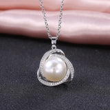 Delicate Pearl Crystal Pendant Necklace Wedding Engagement Fine Chain