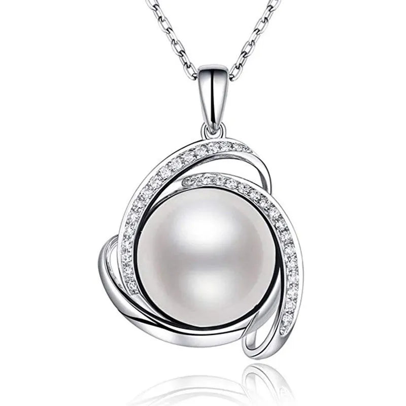 Delicate Pearl Crystal Pendant Necklace Wedding Engagement Fine Chain