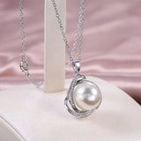 Delicate Pearl Crystal Pendant Necklace Wedding Engagement Fine Chain