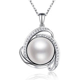 Delicate Pearl Crystal Pendant Necklace Wedding Engagement Fine Chain
