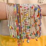 Colorful Flowers Necklace Seed Beads Choker Y2K Jewelry