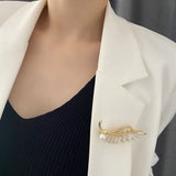 Titanium Steel Leaf Pin Women's Brooch Jewelry Gift