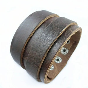 Men's Belt Watch Retro Punk Rock Brown Leather Cuff Bracelet
