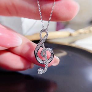 Hot Music Symbol Pendant Necklace Real Ladder Diamonds 925 Stamp