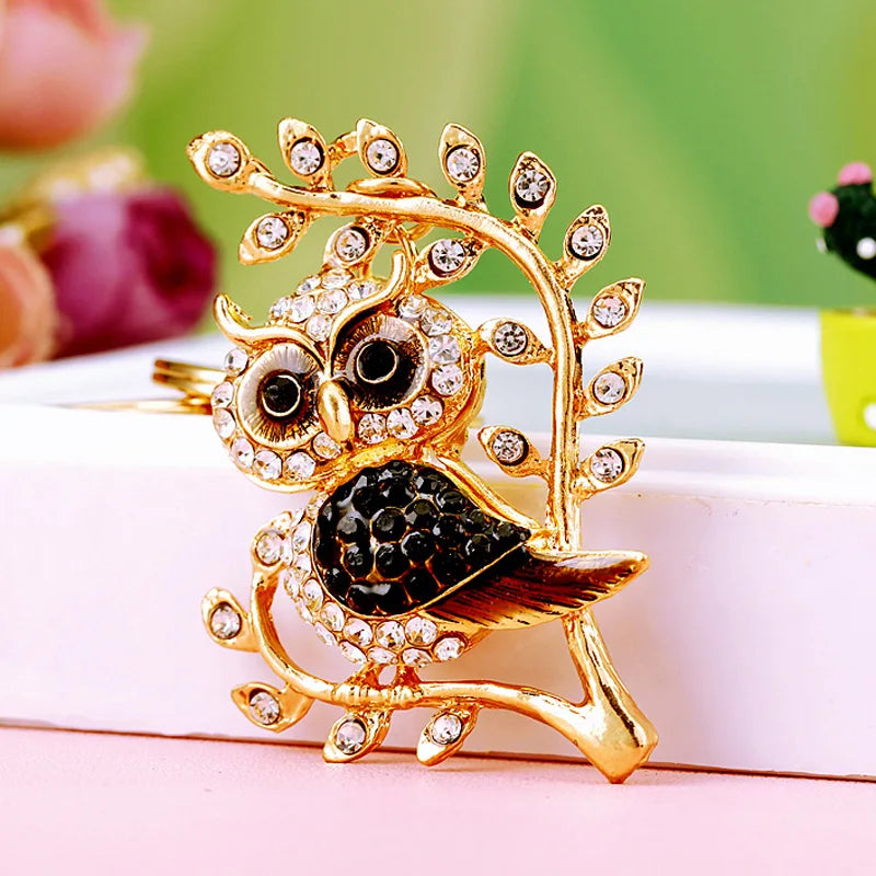 Hot Owl Series Alloy Keychain Female Bag Ornament Car Key Decoration Gift