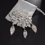Crystal Zircon Floral Rose Brooch Wedding Charm Jewelry