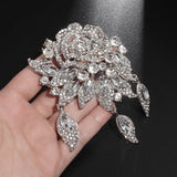 Crystal Zircon Floral Rose Brooch Wedding Charm Jewelry
