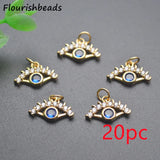 18k Plated Royal CZ Small Evil Eye Charms 20pc