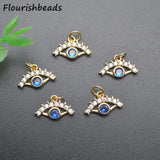 18k Plated Royal CZ Small Evil Eye Charms 20pc