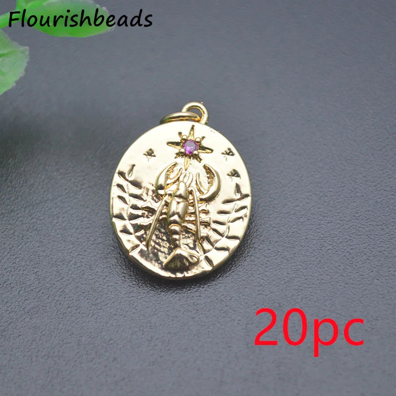 Pink CZ Pave Scorpio Charms Pendants for Jewelry 20pc