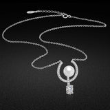 925 Silver Necklace Freshwater Pearl Pendant Rose Collar Gift