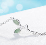 Opal Green Leaf Bracelet 925 Silver S-B188
