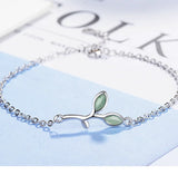 Opal Green Leaf Bracelet 925 Silver S-B188