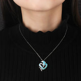 Hot Opal Heart Dolphin Pendant Necklace Birthstone Birthday Gift For Women Girls