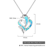 Hot Opal Heart Dolphin Pendant Necklace Birthstone Birthday Gift For Women Girls
