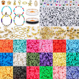 Polymer Clay Heishi Beads Kit with Letter Beads and Crystal Strings
